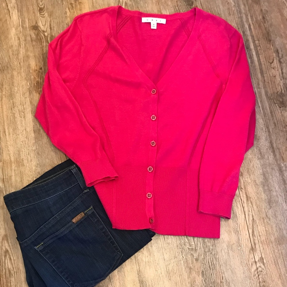 CAbi fuschia pink button up sweater